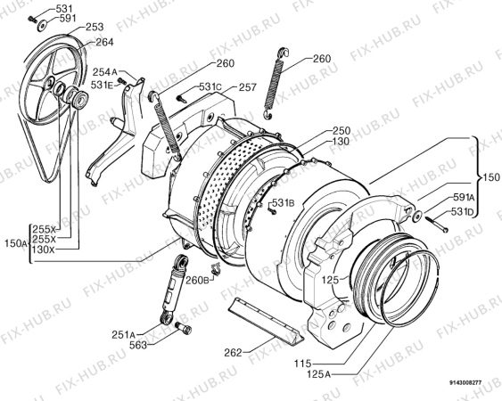 Взрыв-схема стиральной машины Zoppas PO665B - Схема узла Functional parts 267